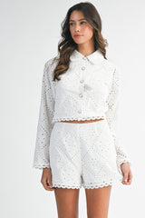 IRENE EYELET SHIRT AND SHORTS SET
