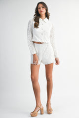 IRENE EYELET SHIRT AND SHORTS SET