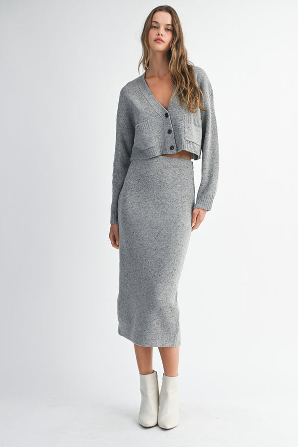 RYDER KNIT CARDIGAN TOP SKIRT SET