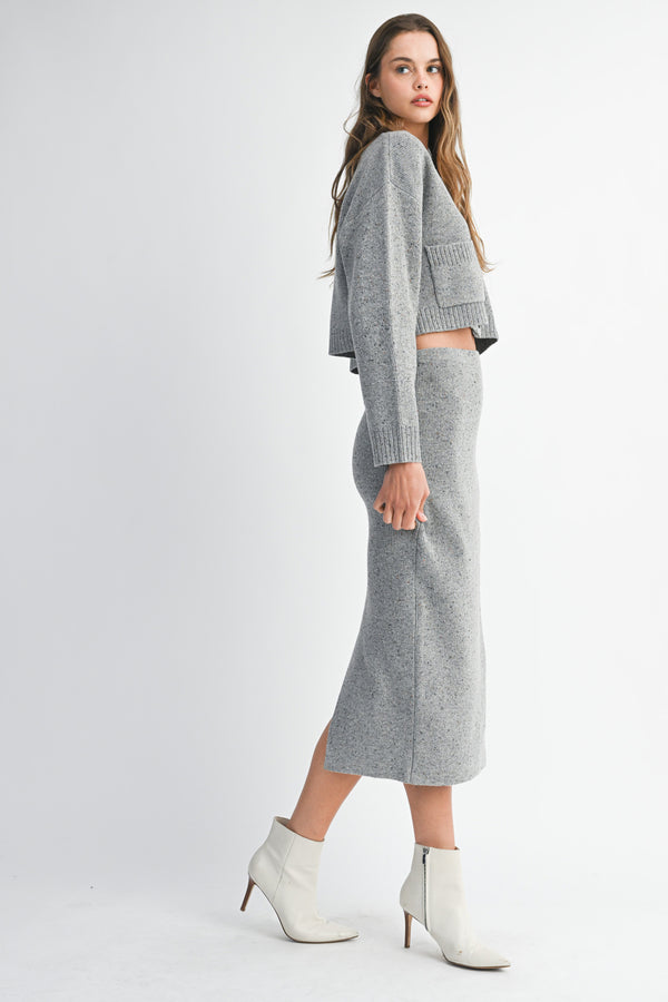 RYDER KNIT CARDIGAN TOP SKIRT SET