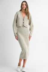 RYDER KNIT CARDIGAN TOP SKIRT SET