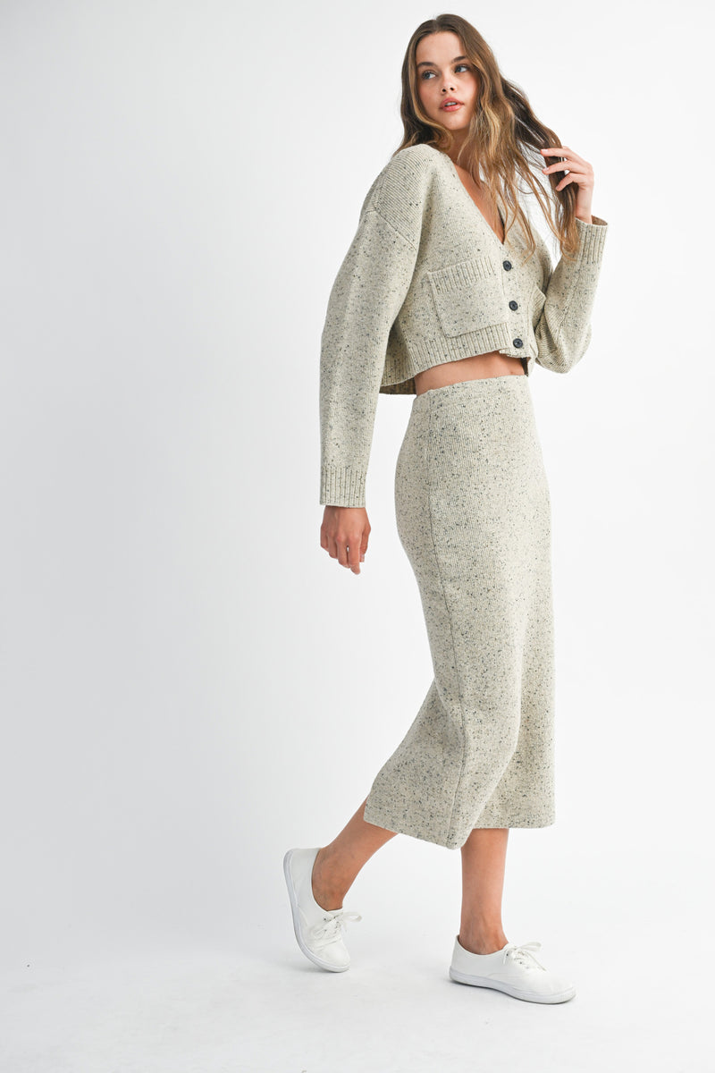 RYDER KNIT CARDIGAN TOP SKIRT SET