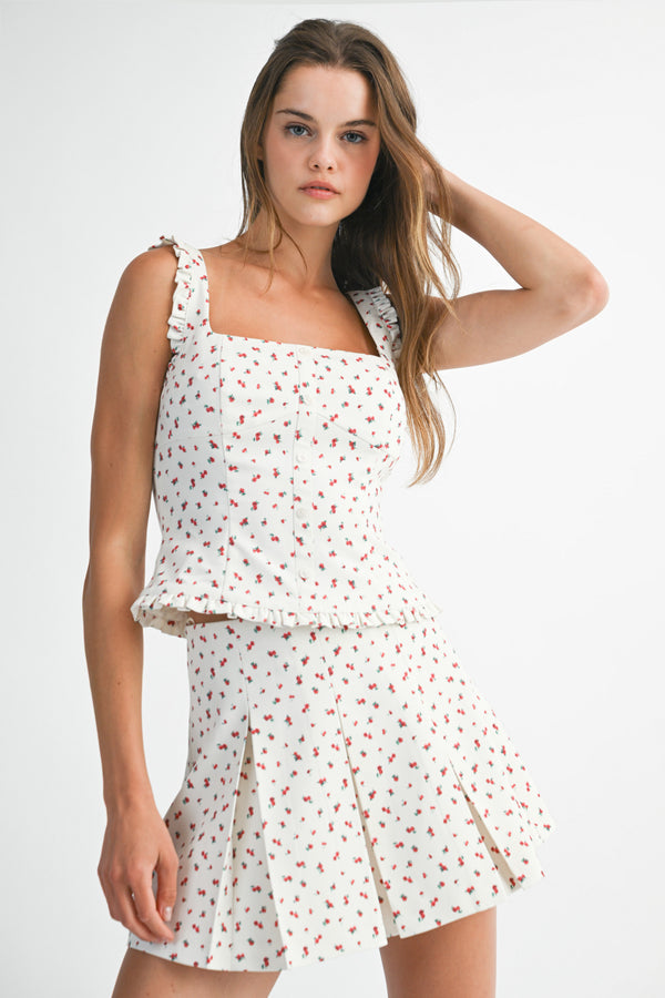 SIV FLORAL PRINTED TOP SKIRT SET