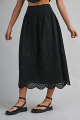 EMELY EMBROIDERED TOP AND MIDI SKIRT SET