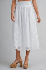 EMELY EMBROIDERED TOP AND MIDI SKIRT SET