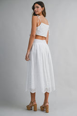 EMELY EMBROIDERED TOP AND MIDI SKIRT SET