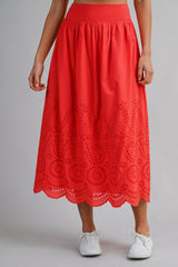 EMELY EMBROIDERED TOP AND MIDI SKIRT SET