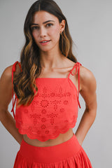 EMELY EMBROIDERED TOP AND MIDI SKIRT SET