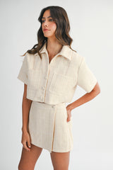 LIZETTE TWEED CROP SHIRT SKORT SET