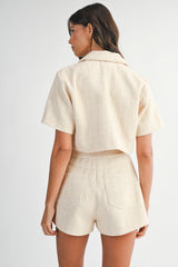 LIZETTE TWEED CROP SHIRT SKORT SET