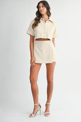 LIZETTE TWEED CROP SHIRT SKORT SET