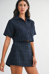 LIZETTE TWEED CROP SHIRT SKORT SET