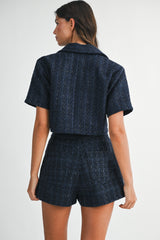 LIZETTE TWEED CROP SHIRT SKORT SET