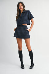 LIZETTE TWEED CROP SHIRT SKORT SET