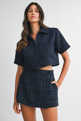 LIZETTE TWEED CROP SHIRT SKORT SET