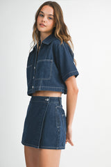 CURSTIN SHORT DENIM SHIRT AND SKORT SET