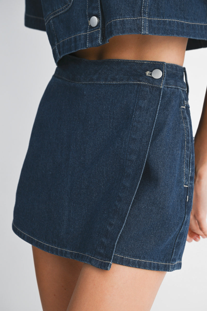 CURSTIN SHORT DENIM SHIRT AND SKORT SET