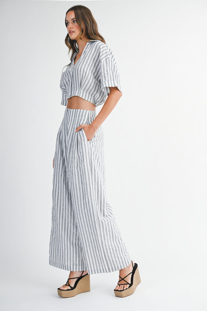 KAYLANI STRIPE SHIRTS PANTS SET