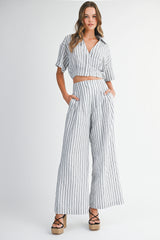 KAYLANI STRIPE SHIRTS PANTS SET