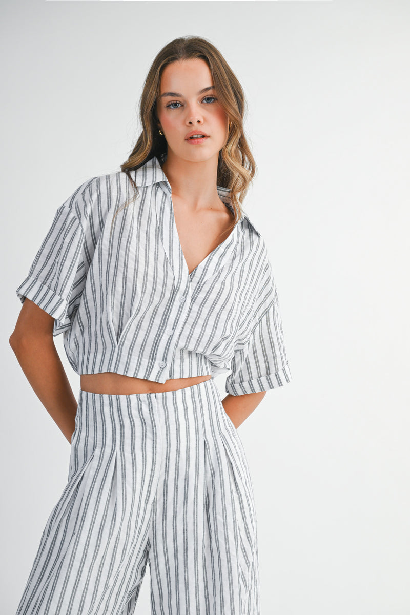 KAYLANI STRIPE SHIRTS PANTS SET