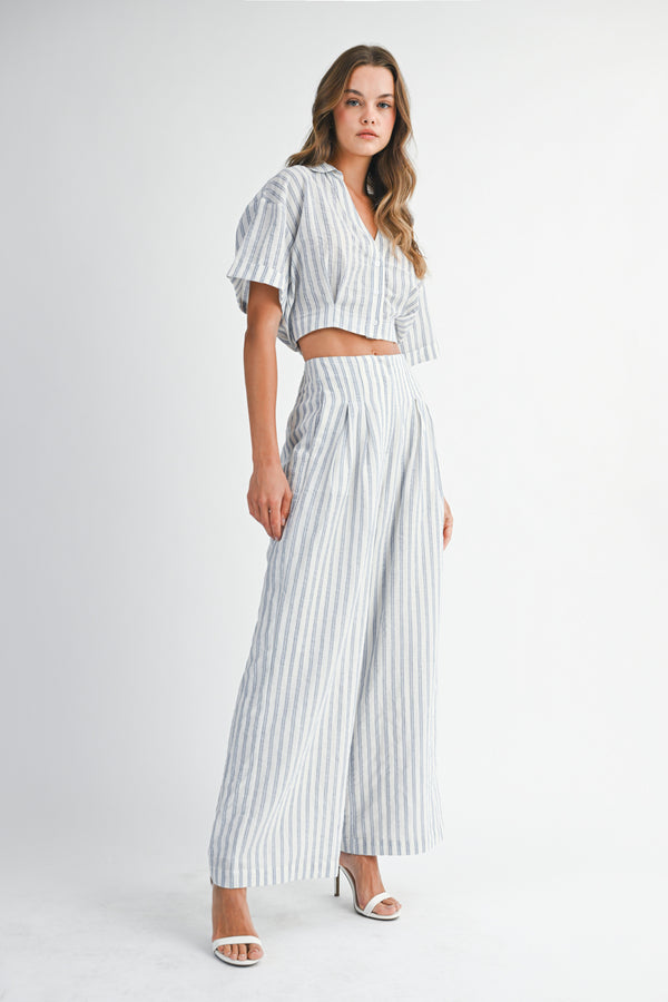 KAYLANI STRIPE SHIRTS PANTS SET