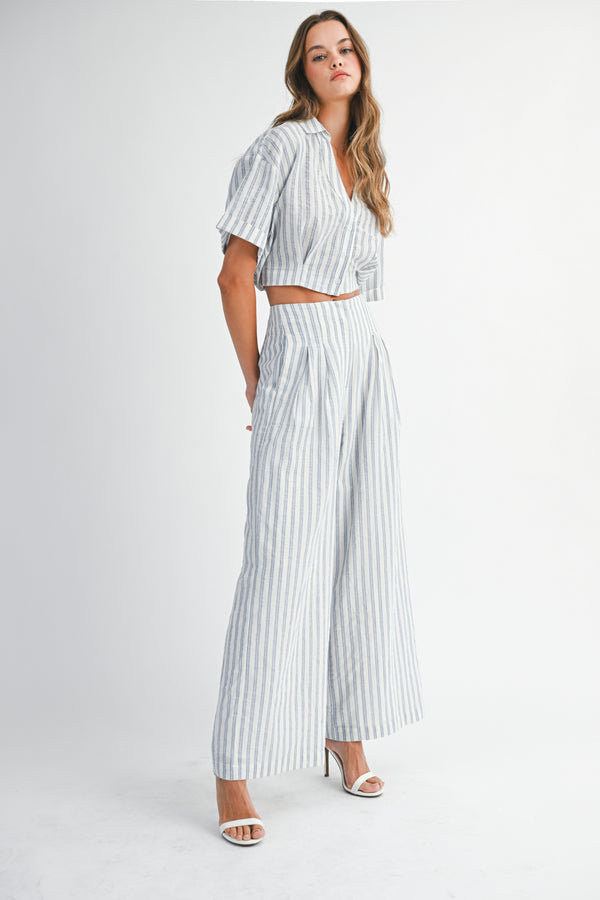 KAYLANI STRIPE SHIRTS PANTS SET