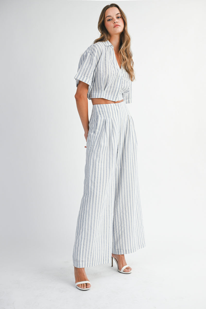 KAYLANI STRIPE SHIRTS PANTS SET