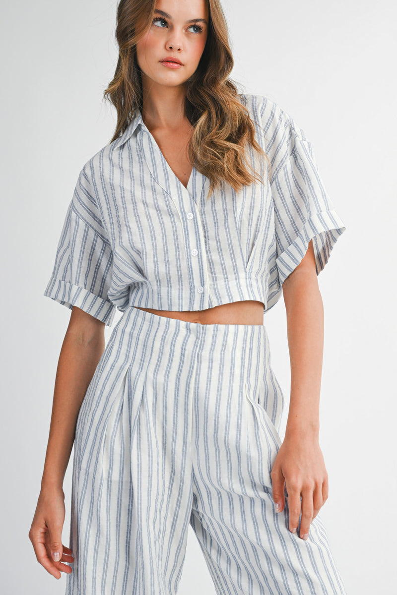 KAYLANI STRIPE SHIRTS PANTS SET