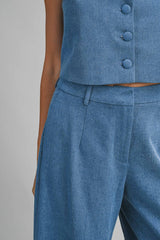 BRITTANY DENIM VEST AND WIDE PANTS SET