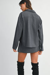 LORYN PIN STRIPE SHIRT AND SKORT SET
