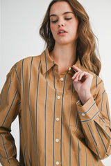 MAE STRIPED LONG SLEEVE SHIRT AND SKORT SET