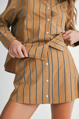 MAE STRIPED LONG SLEEVE SHIRT AND SKORT SET
