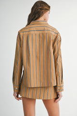 MAE STRIPED LONG SLEEVE SHIRT AND SKORT SET