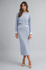 HANA KNITTED CROP CARDIGAN AND MIDI SKIRT SET