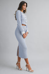 HANA KNITTED CROP CARDIGAN AND MIDI SKIRT SET