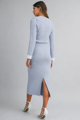 HANA KNITTED CROP CARDIGAN AND MIDI SKIRT SET