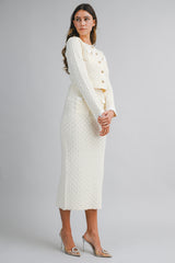 HANA KNITTED CROP CARDIGAN AND MIDI SKIRT SET