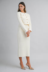 HANA KNITTED CROP CARDIGAN AND MIDI SKIRT SET