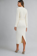 HANA KNITTED CROP CARDIGAN AND MIDI SKIRT SET