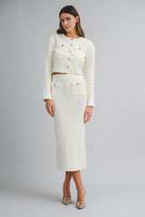 HANA KNITTED CROP CARDIGAN AND MIDI SKIRT SET