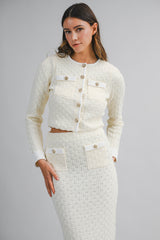 HANA KNITTED CROP CARDIGAN AND MIDI SKIRT SET