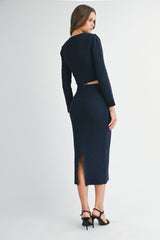 HANA KNITTED CROP CARDIGAN AND MIDI SKIRT SET