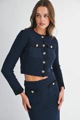 HANA KNITTED CROP CARDIGAN AND MIDI SKIRT SET
