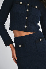 HANA KNITTED CROP CARDIGAN AND MIDI SKIRT SET