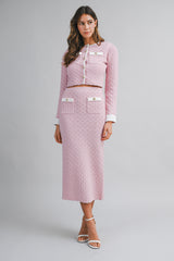 HANA KNITTED CROP CARDIGAN AND MIDI SKIRT SET