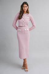 HANA KNITTED CROP CARDIGAN AND MIDI SKIRT SET