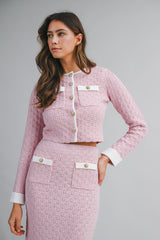 HANA KNITTED CROP CARDIGAN AND MIDI SKIRT SET