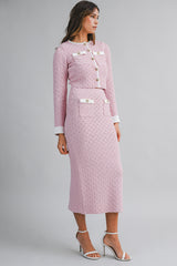 HANA KNITTED CROP CARDIGAN AND MIDI SKIRT SET