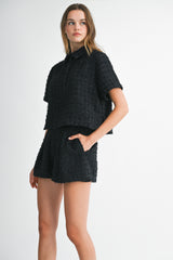 KENNEDY TWEED SHIRT AND PLEATED SHORTS