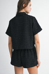 KENNEDY TWEED SHIRT AND PLEATED SHORTS